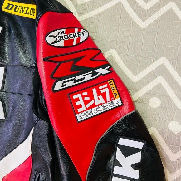 Joe Rocket SUZUKI Moto Racing Motorcycle Leather Jacket Embroidered - Picture 3 of 9